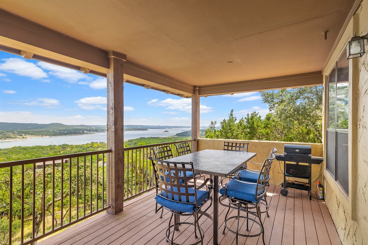 Bar Height Dining Table for Six & Grill on Upstairs Patio