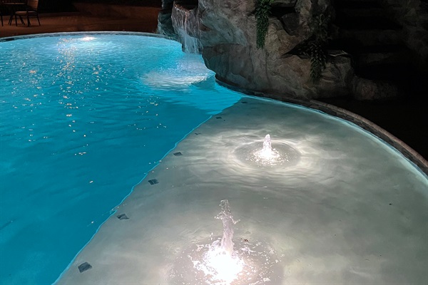 Nighttime magic, light show and water sounds