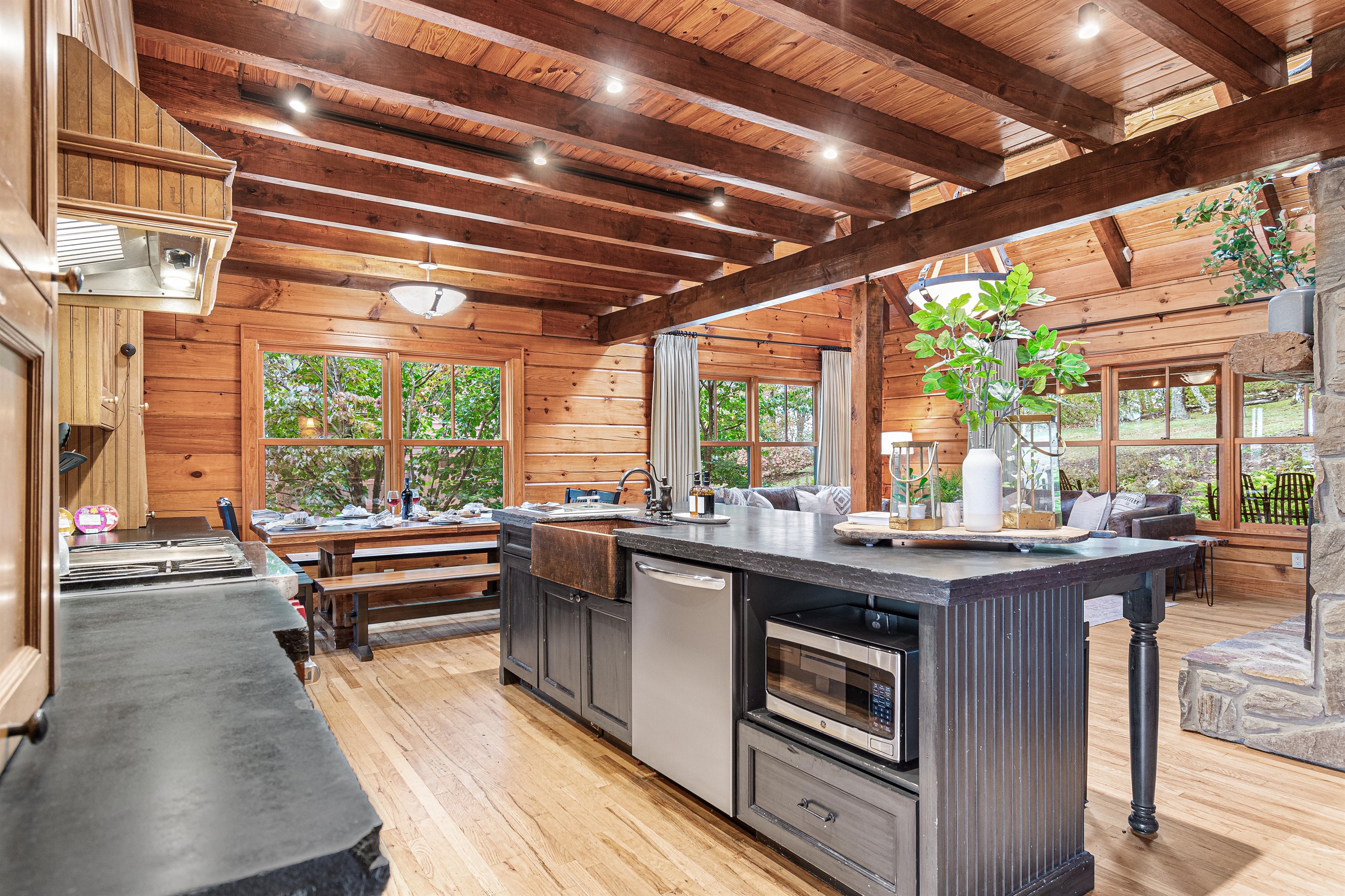 Chef's kitchen fully stocked with all the wares you need for Thanksgiving dinner