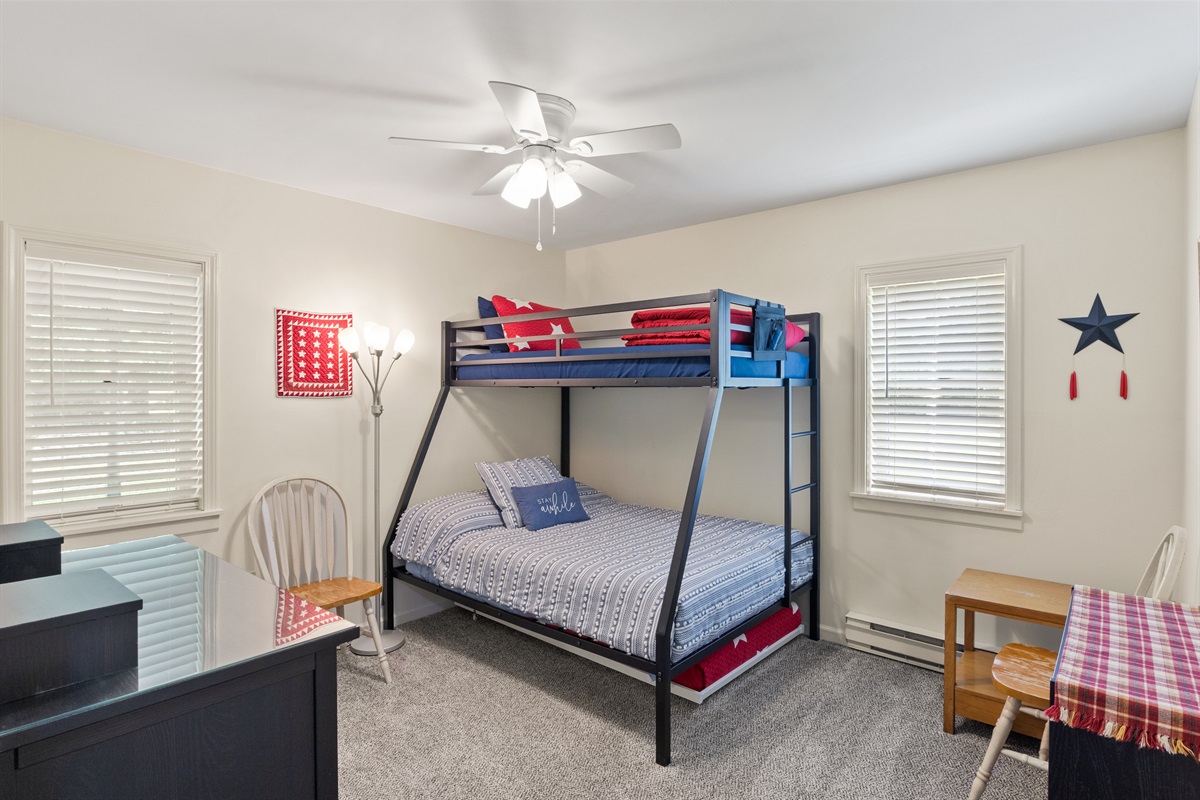 Double bed with single top and single trundle underneath