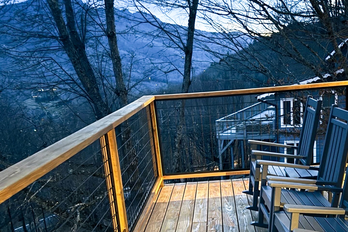Rocking Chairs for Porch Sittin' with amazing seasonal "Famous Grandfather Mountain Profile" views...what more could you want?