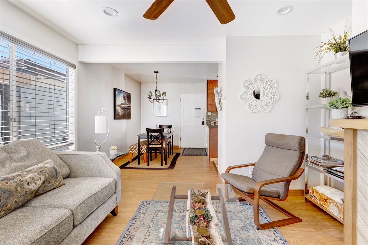 Living Room View of Dining Area & Front Door