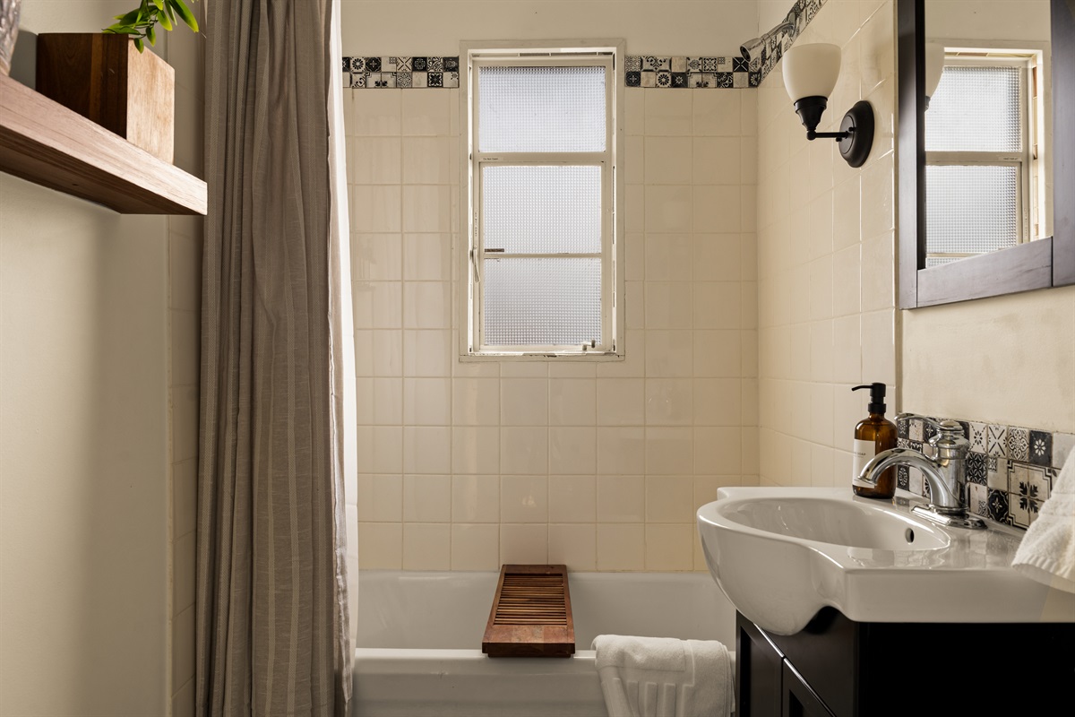 A tub and shower combination that balances style and function