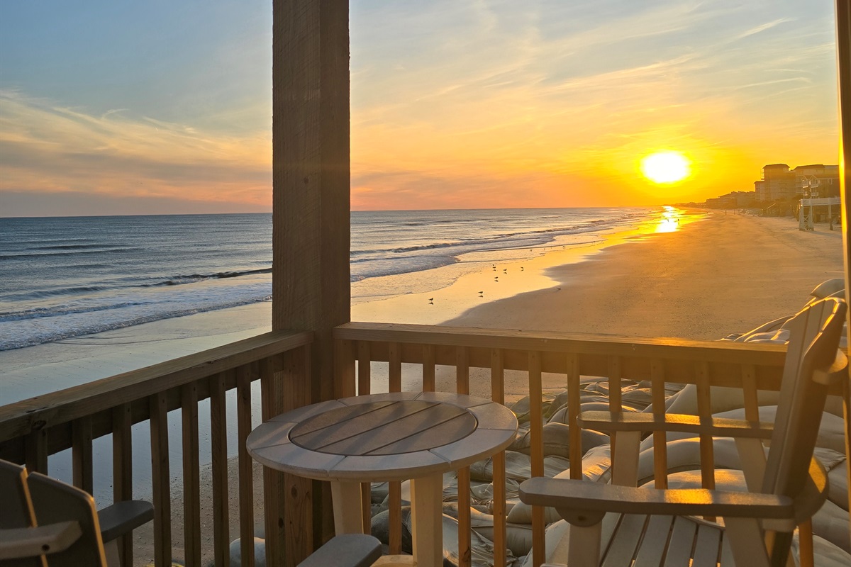 Amazing views down the beach from this prime outdoor seating