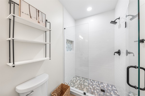 Bathroom off bunk room in carriage house.