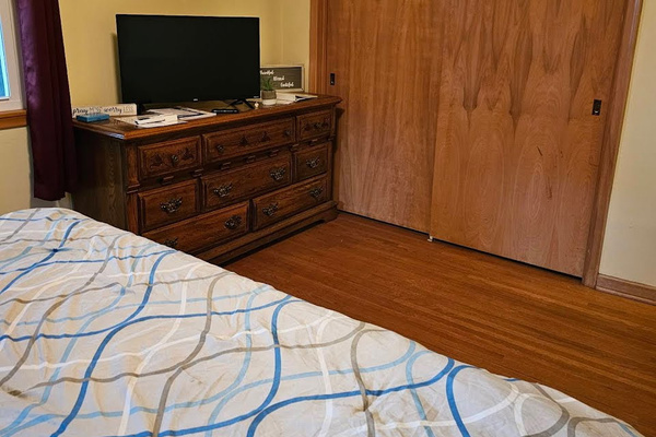 King bed with Roku smart TV