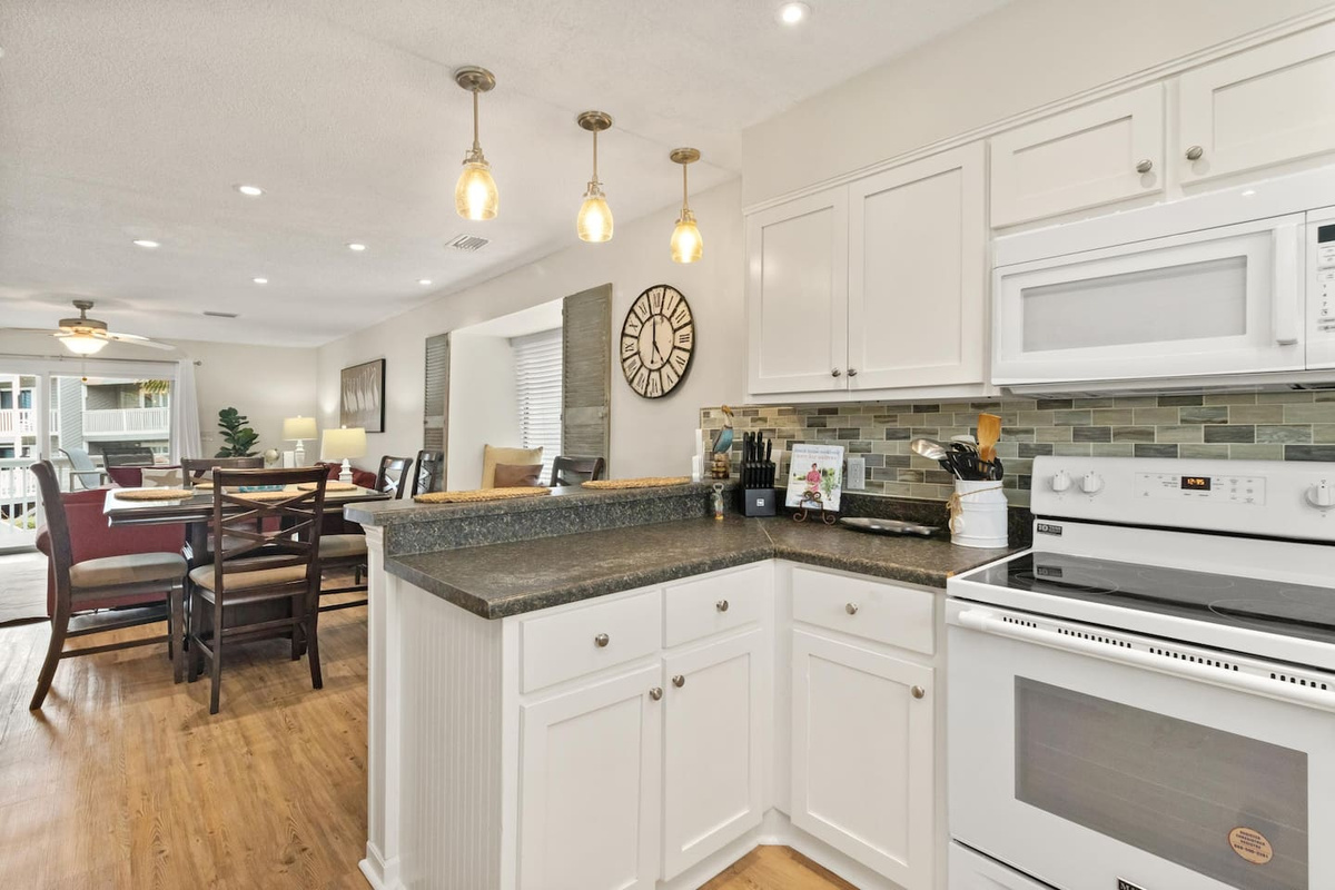 Cook a real meal without bumping elbows &mdash; generous counter space means everyone can pitch in at once.