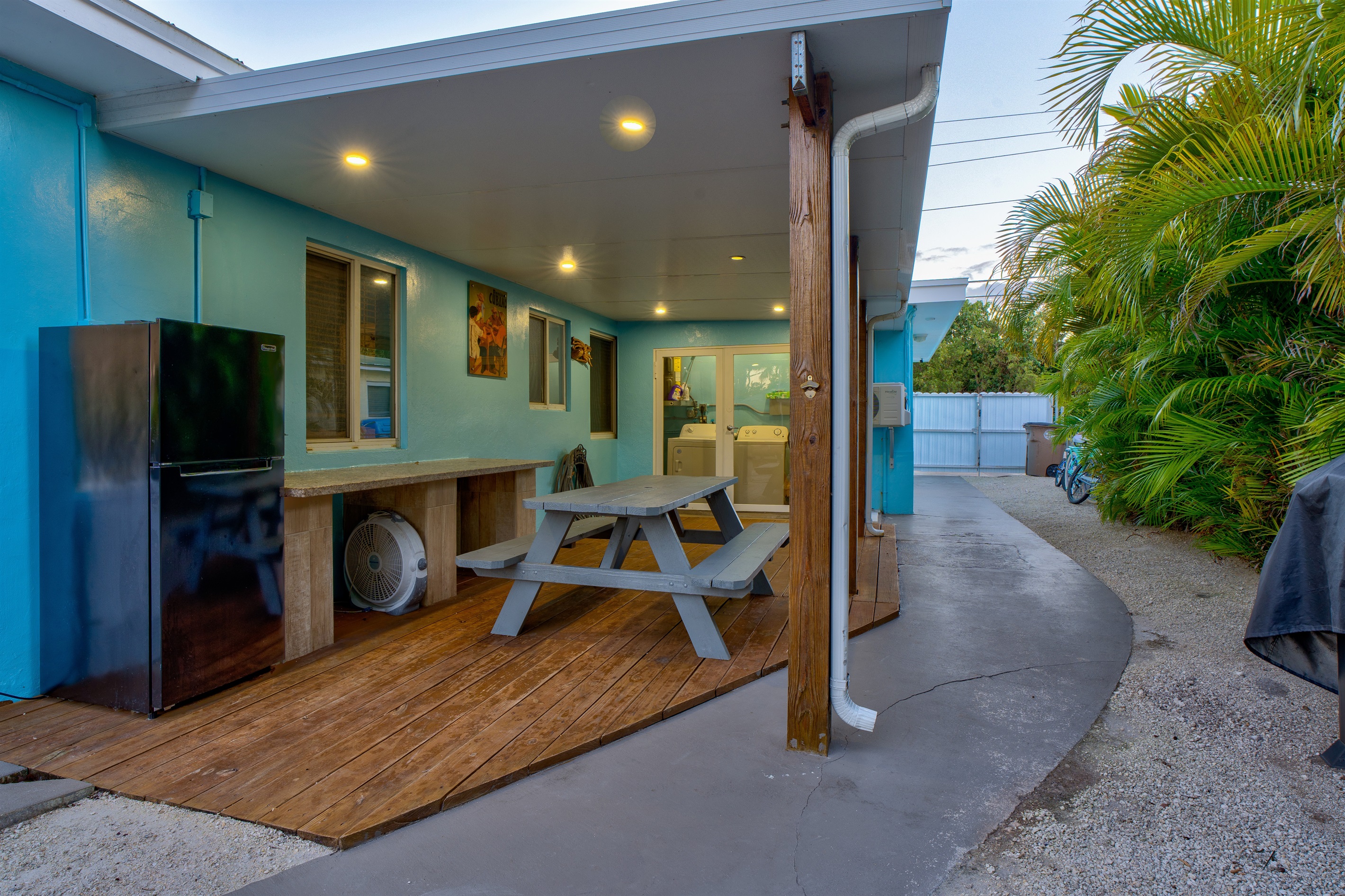 A private backyard eat in kitchen.