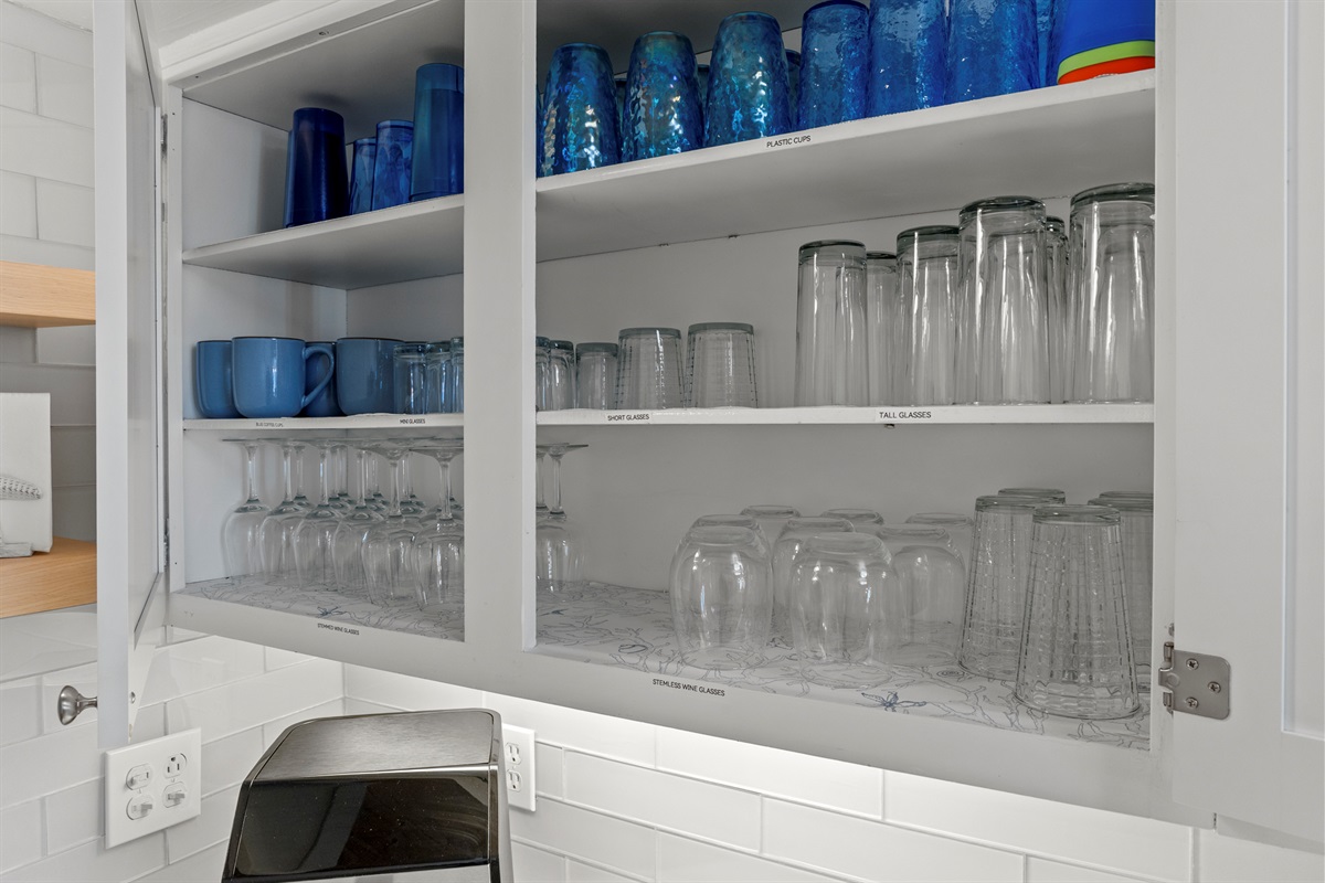 Thoughtfully stocked with glassware for every guest and every occasion, from morning juice to evening toasts.