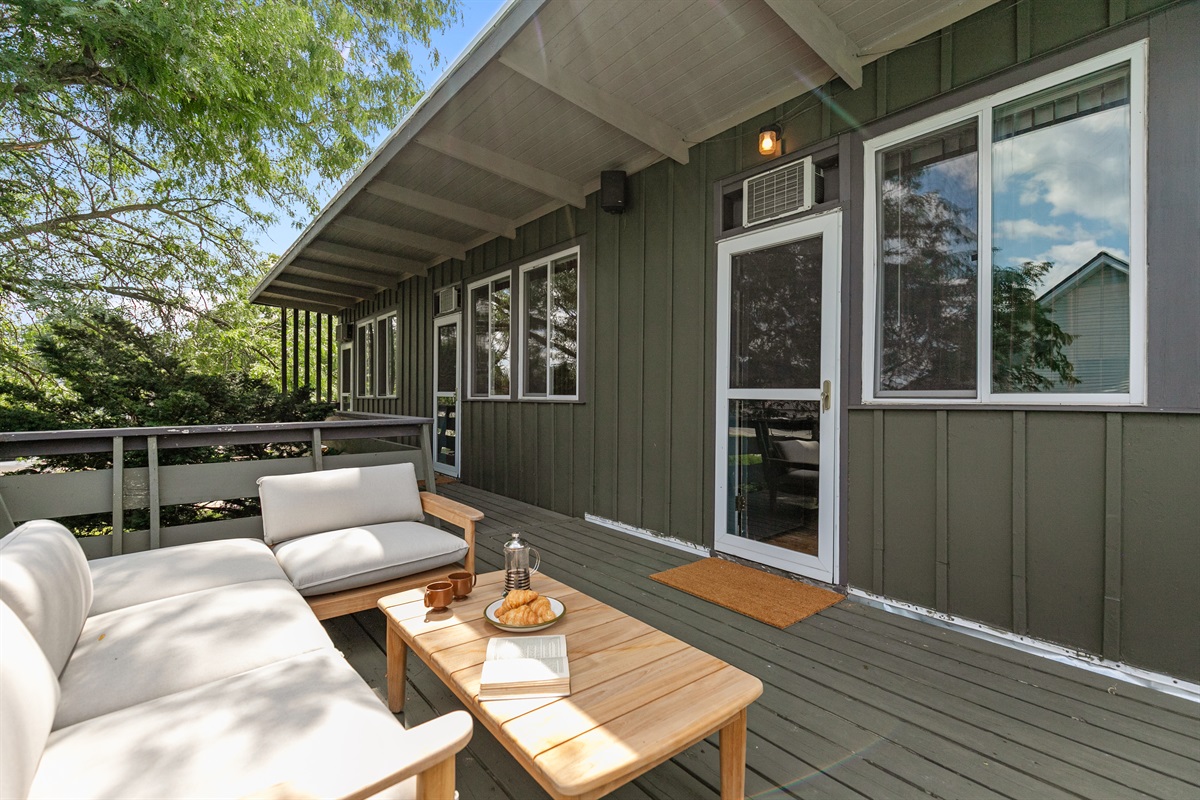 The wraparound deck can be accessed directly from every bedroom, giving each guest a private way to step outside and enjoy the fresh air.