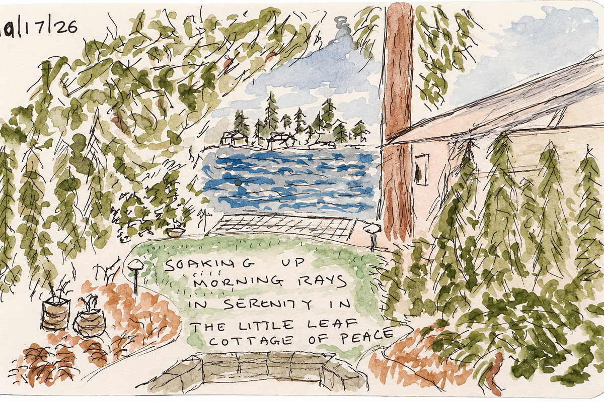 A guest drew this during a solo trip to Little Leaf. He captured the essence perfectly!