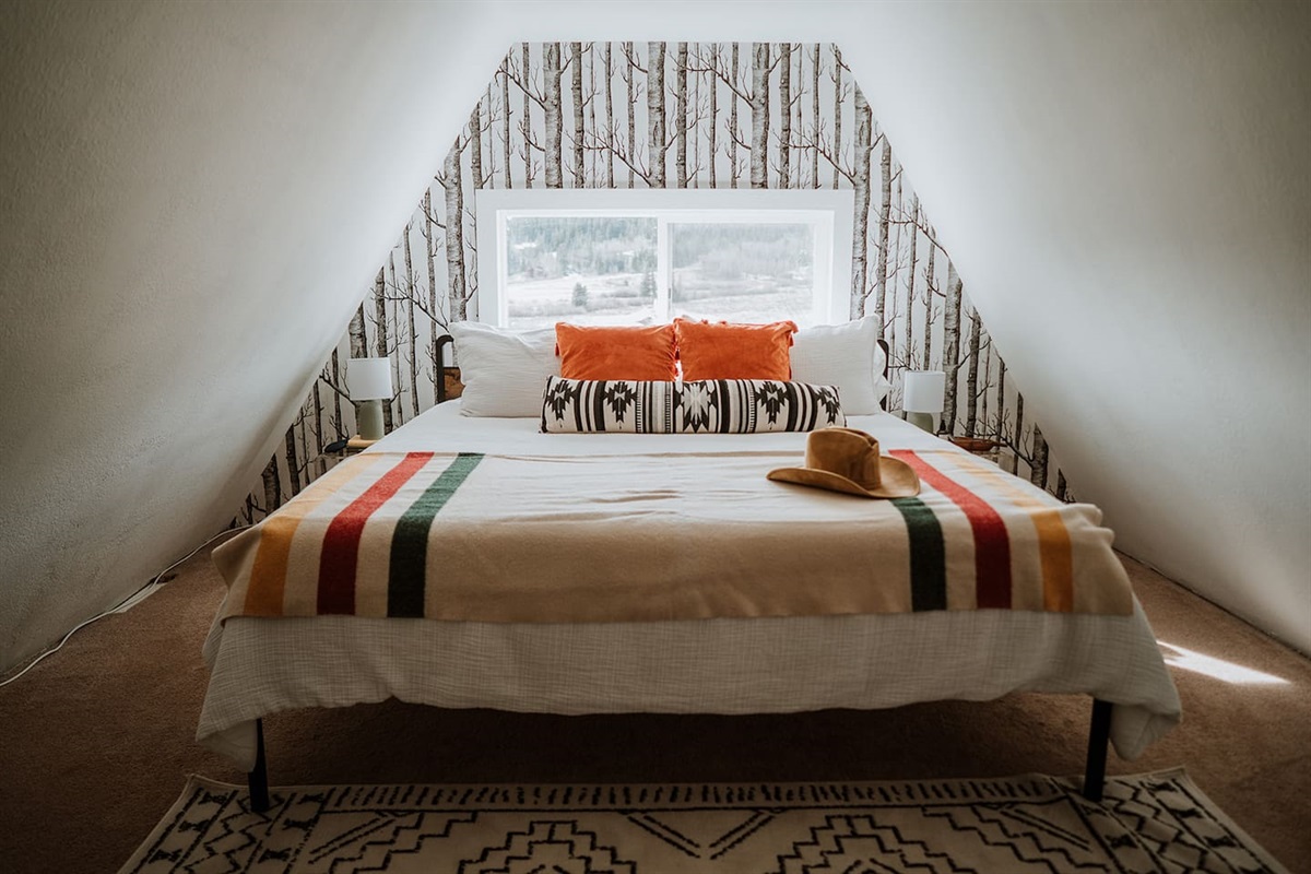 King bed with nice linens and the best view from the window