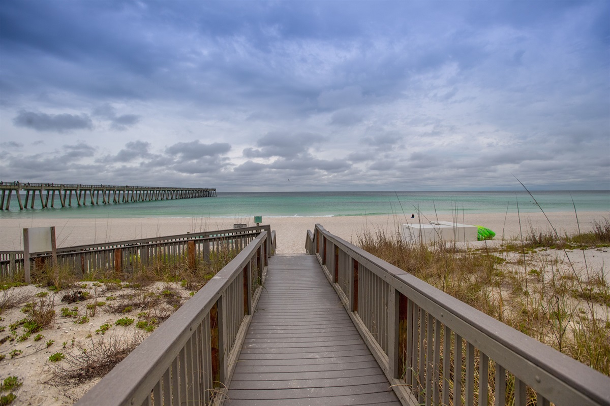 Boardwalk leading to the beach. Handicap accessible.
