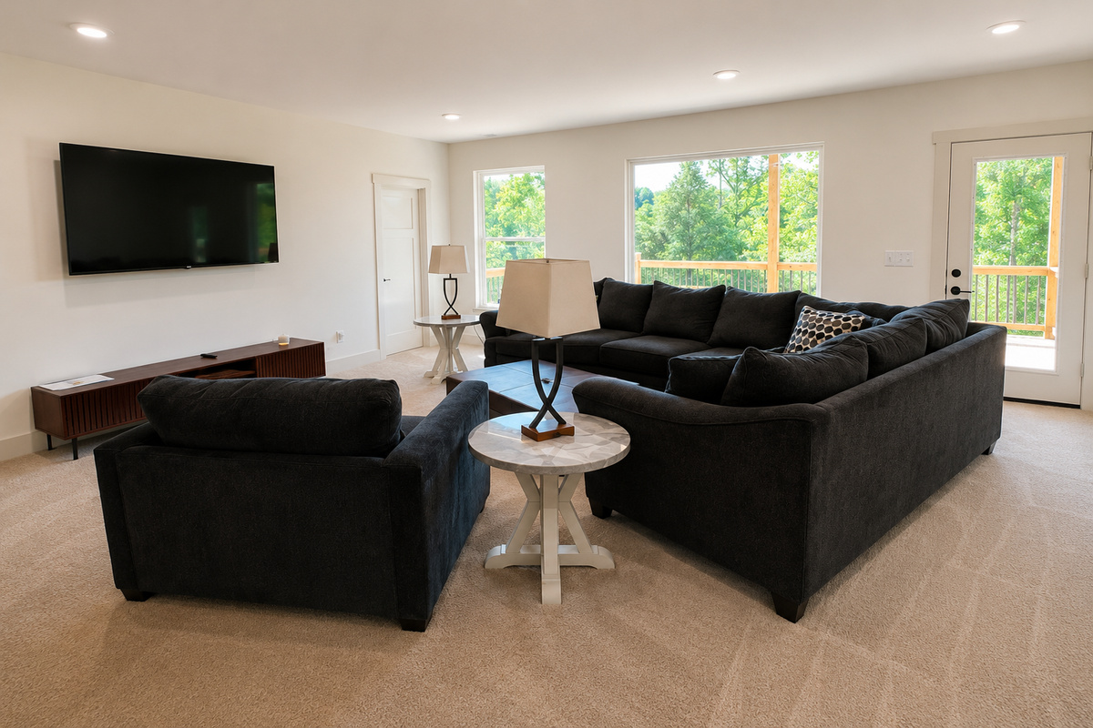 Middle level TV room