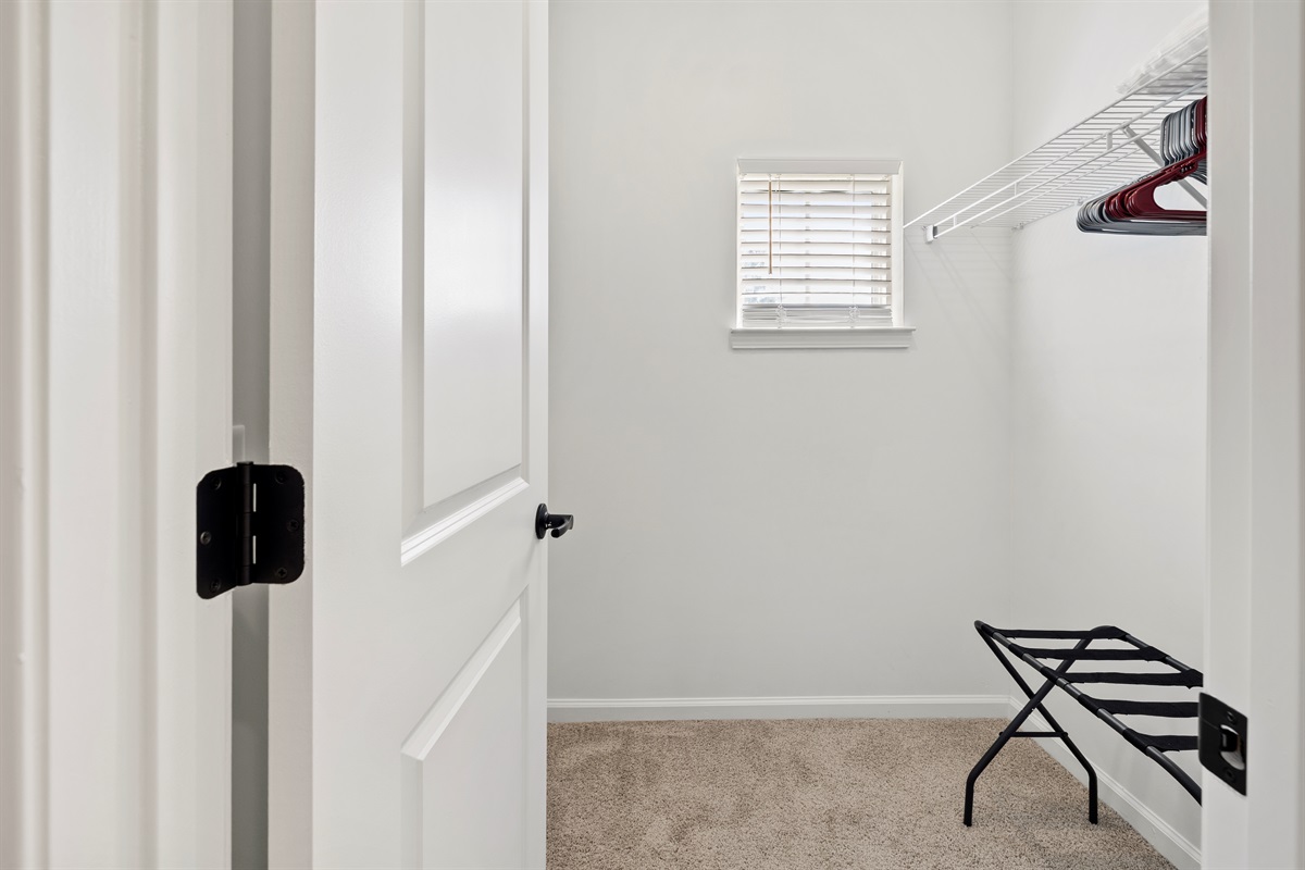 Plenty of closet space for clothes and travel bags.
