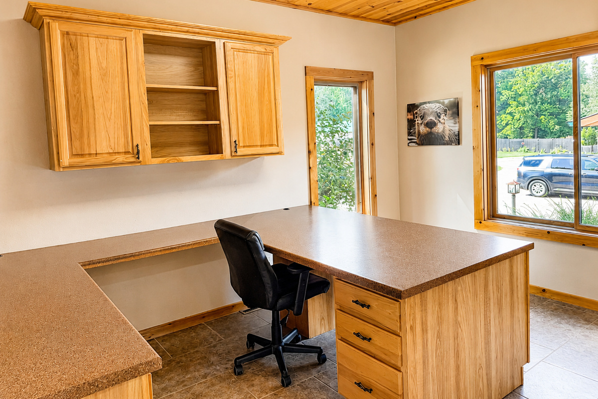 Built in desk and workspace offers a convenient spot to check email, plan your adventures or work remotely during your stay.
