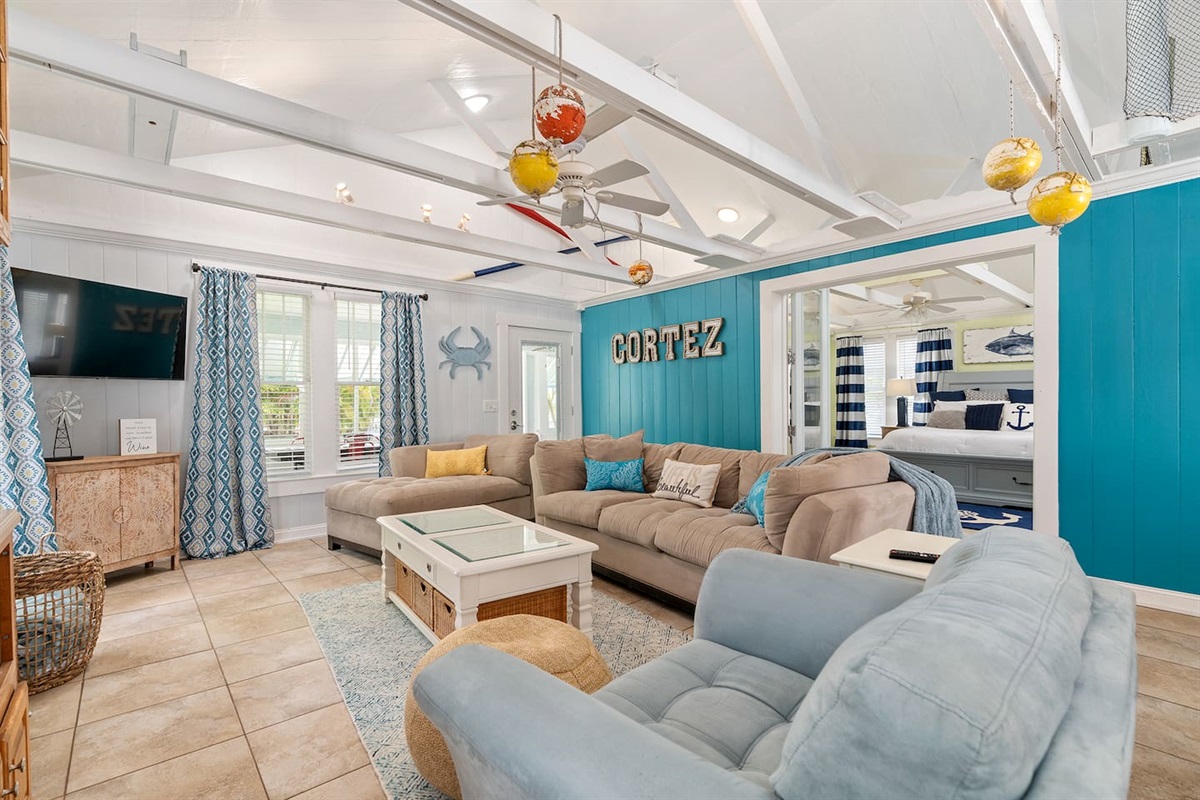 Living room with access to Master bedroom