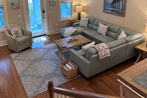 New leather sectional couch and swivel barrel chair updated 2026. 