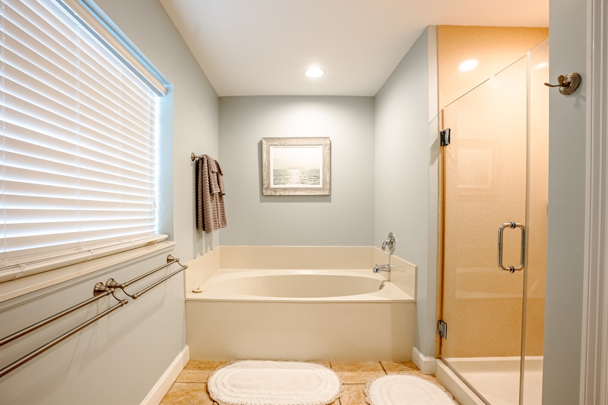 Bathroom #2 with garden tub and walk in shower