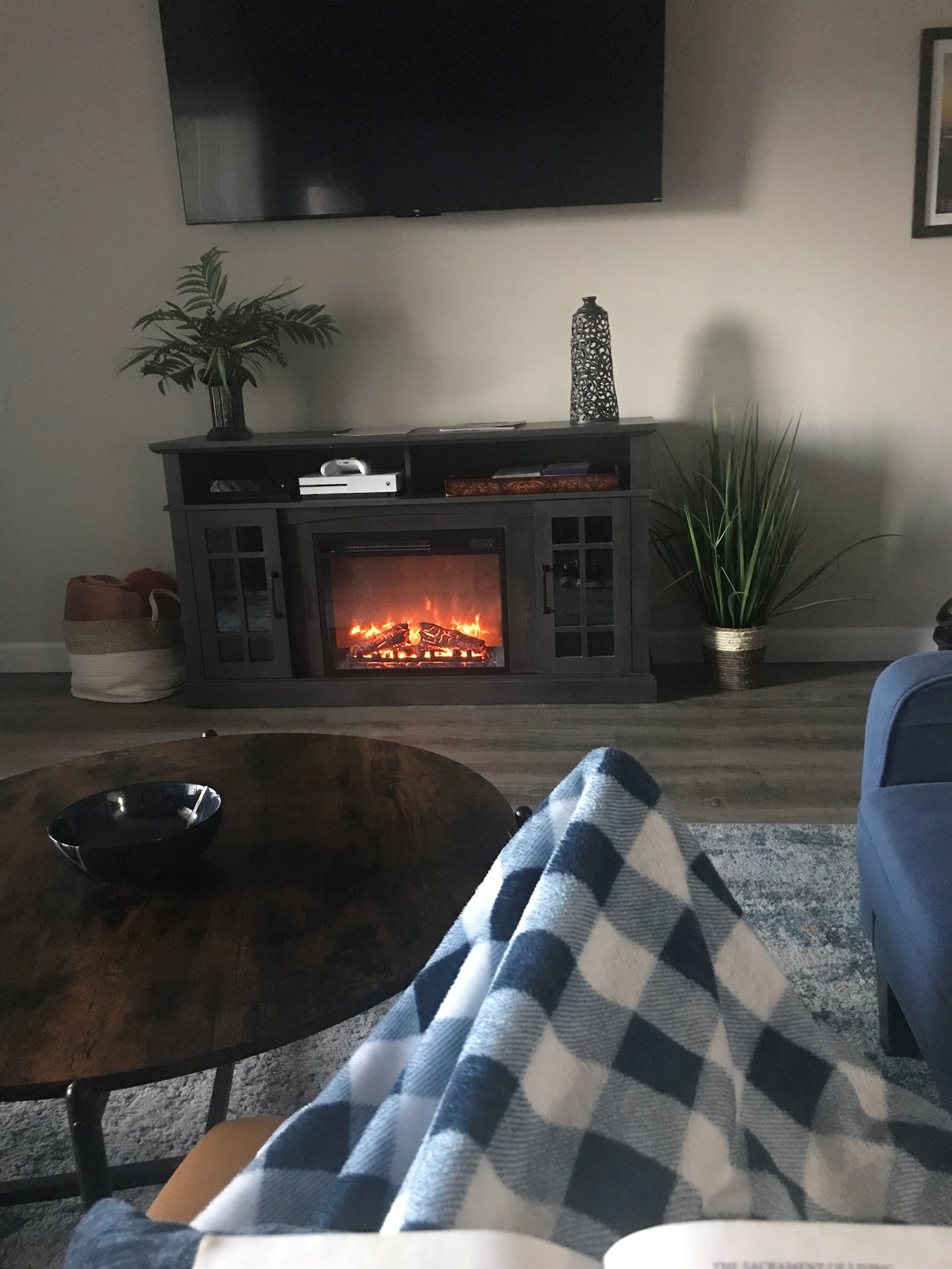 On the chilly nights snuggle up by the living room fireplace. Or enjoy the ambience without the heat.