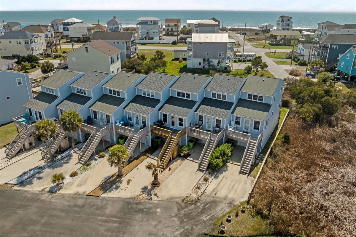 Neighborhood near the beach with ocean in the distance