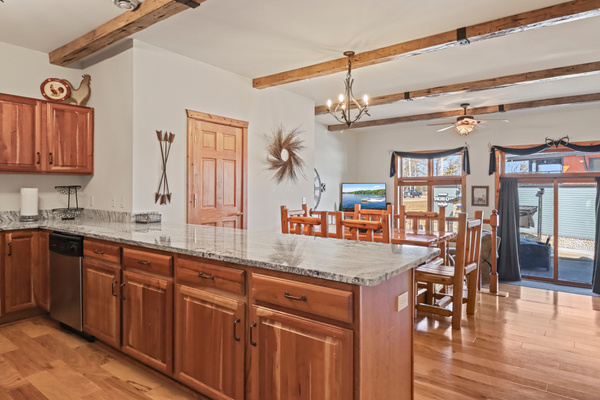 Open kitchen and dining area
