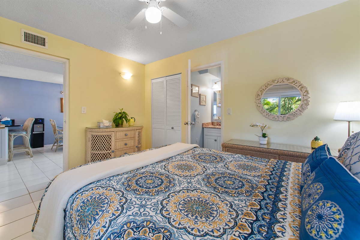 Guest bedroom off of the kitchen