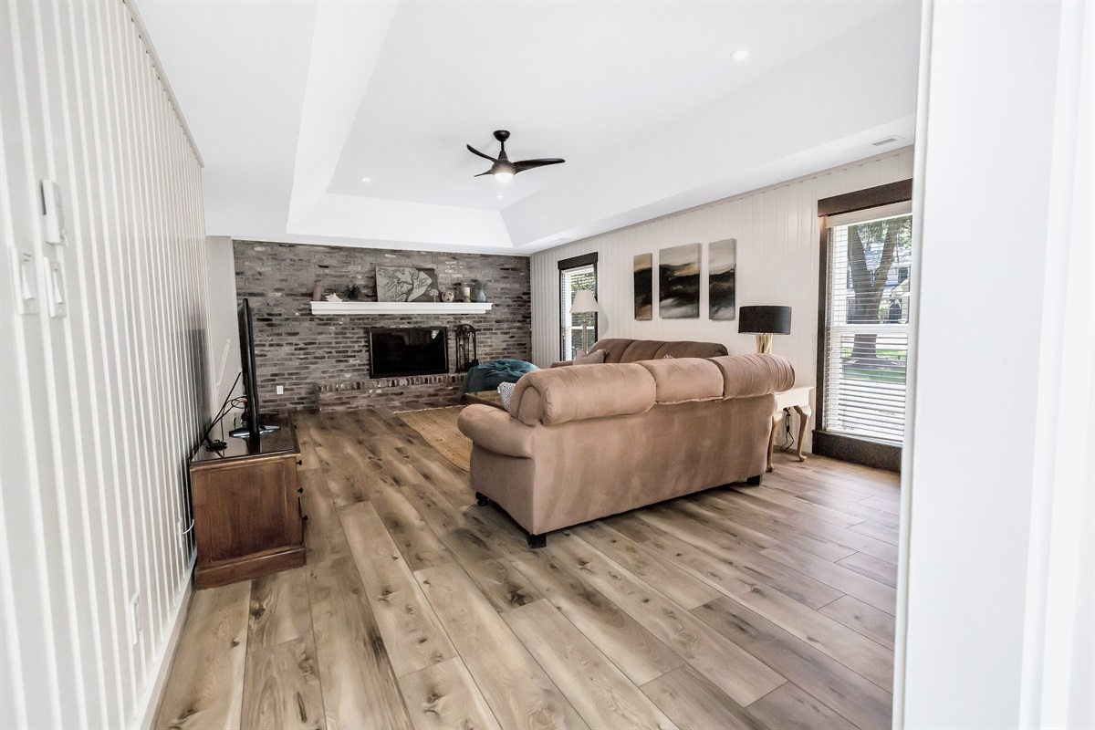 Living room is open and airy