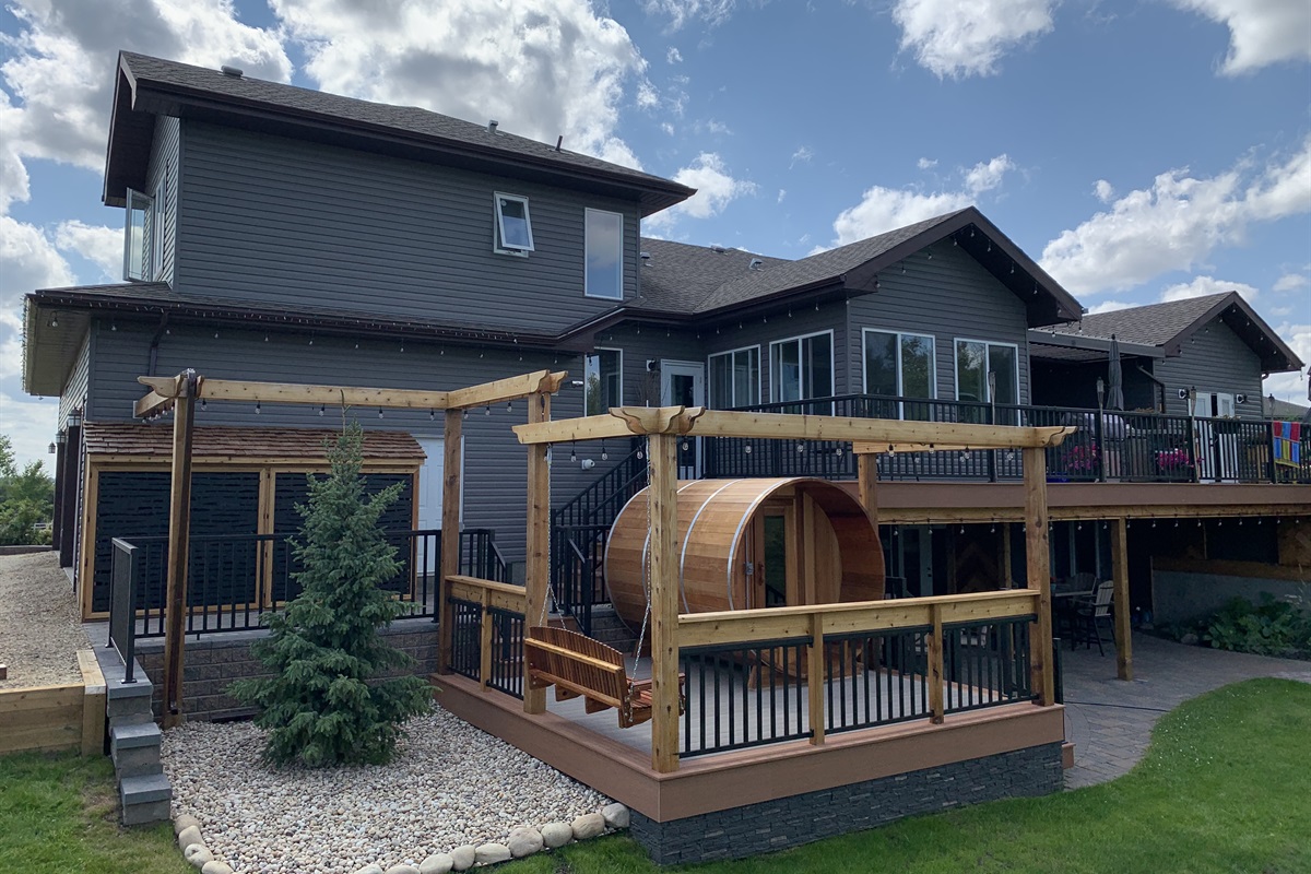 SAUNA DECK AND SWING BENCH