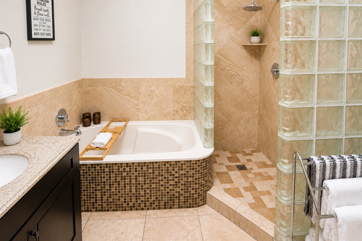 Beautiful spa quality shower and bath. The choice is yours.
