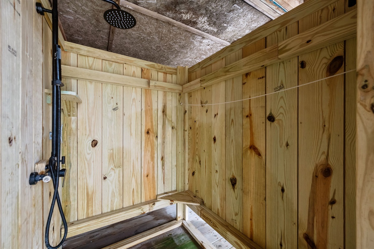 Coastal must-have: private outdoor shower steps from the beach