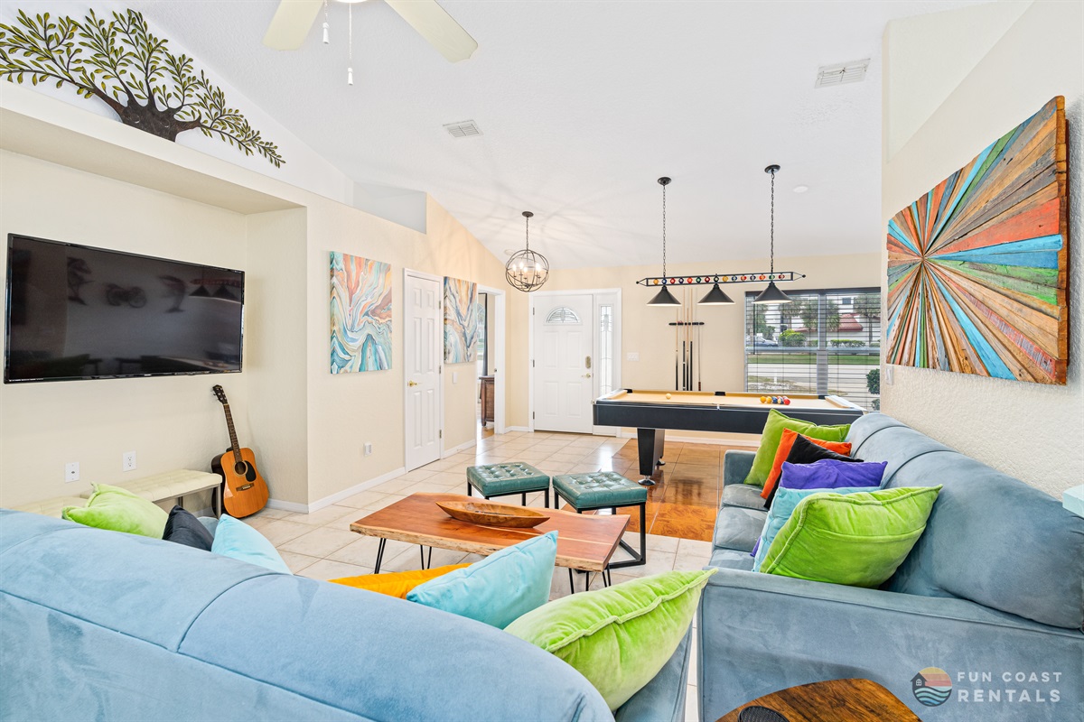 Colorful Living Room with Smart TV