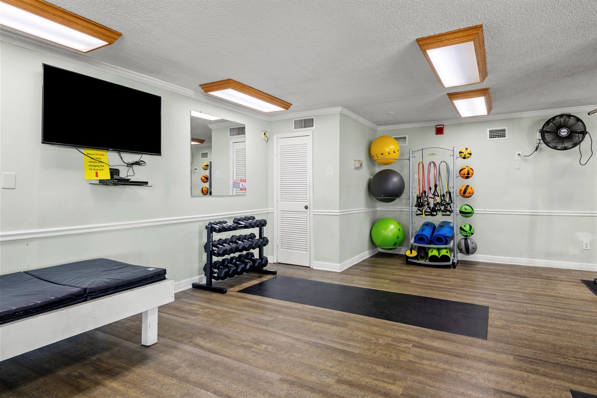 Keep your beach vibe strong with a full workout in the on-site fitness center, just steps from the shore.