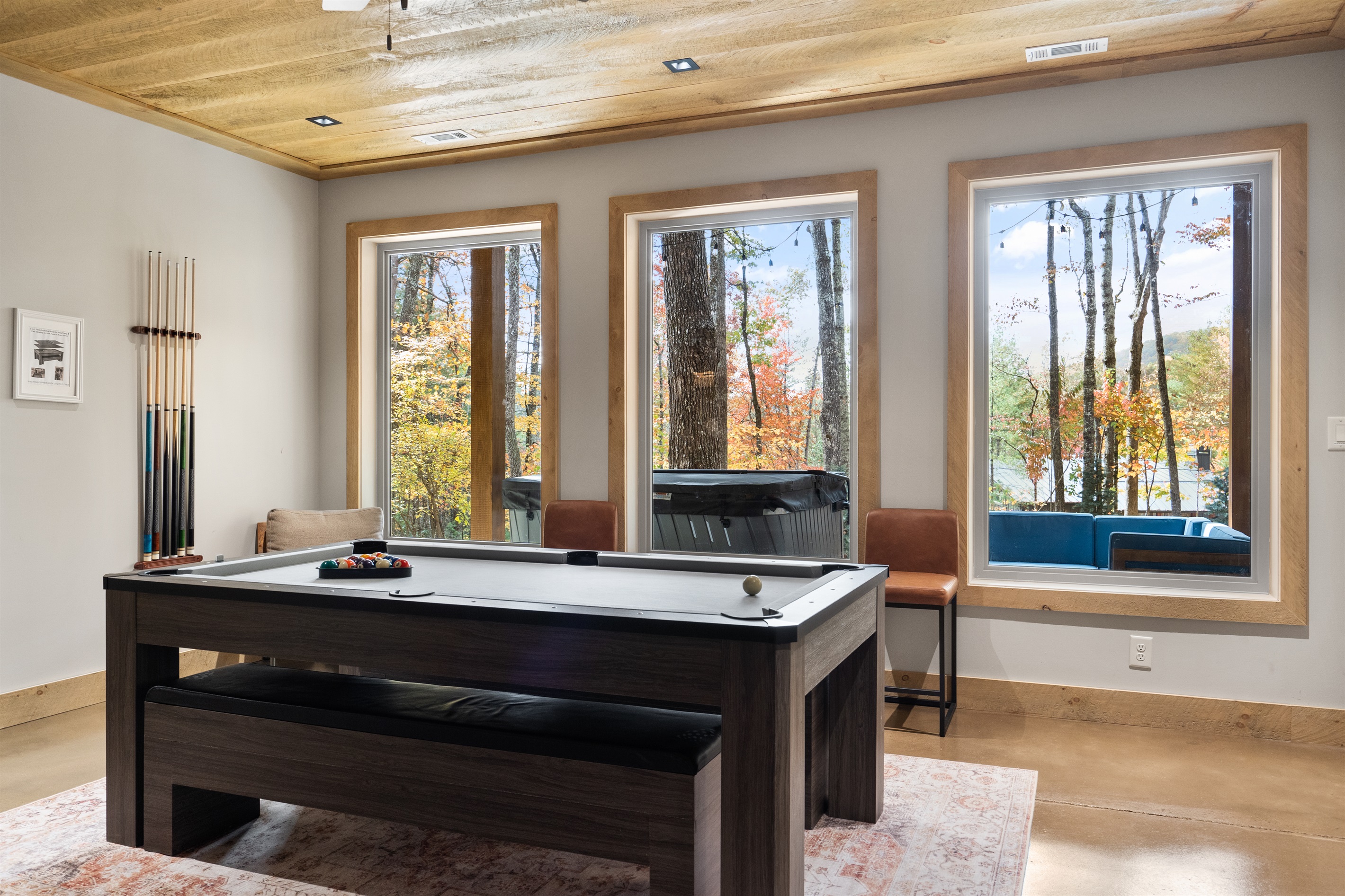 Enjoy the scenic view while gaming in the lower level
