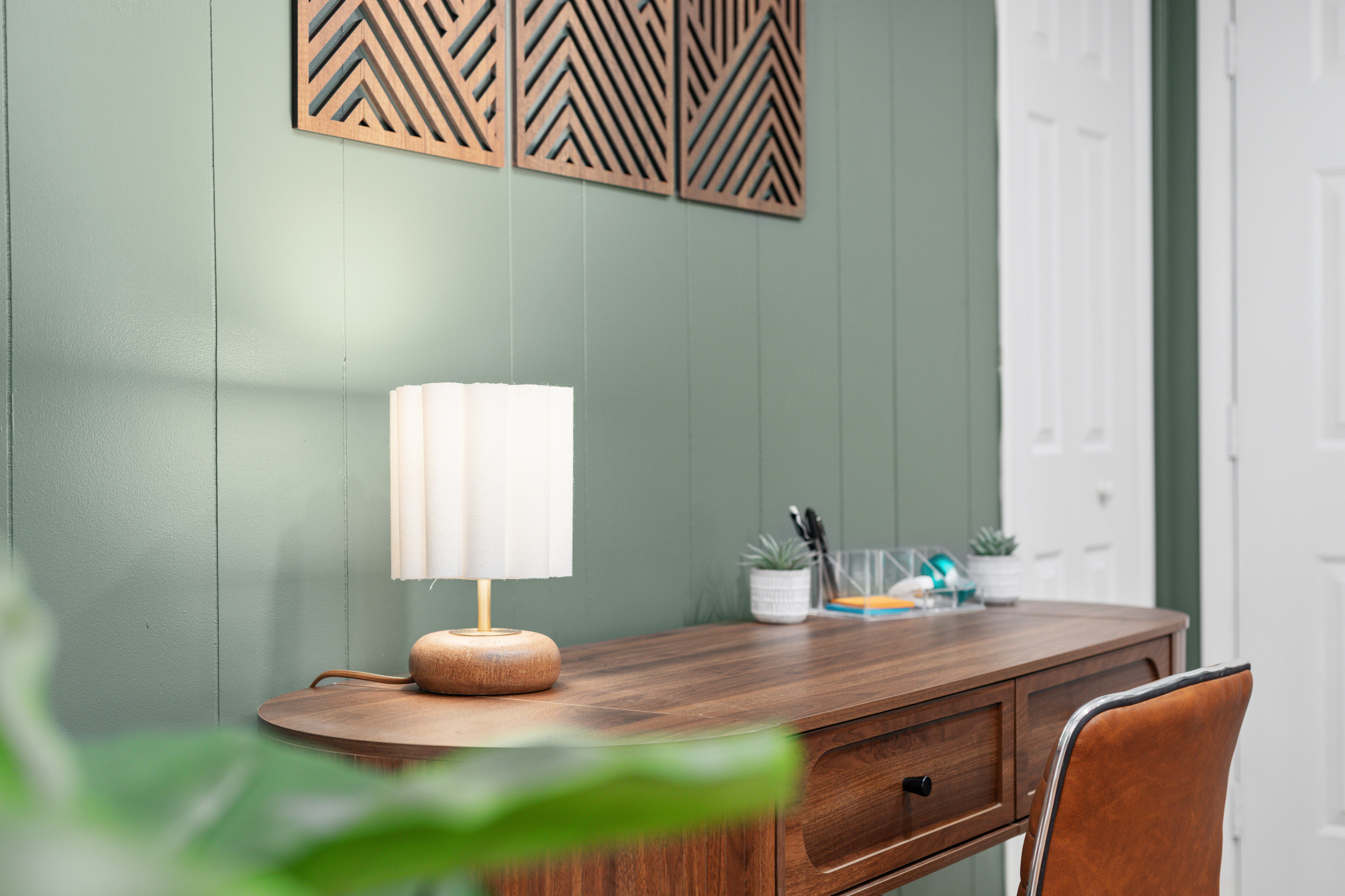 Work by day, unwind by night — a dedicated desk nook with wifi at our Berkeley Springs cottage.