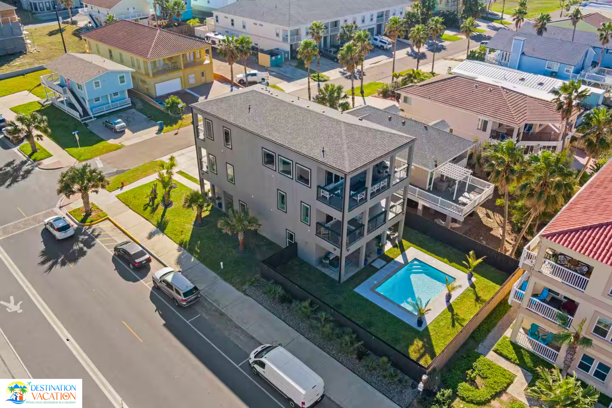 Aerial views showcase this stunning coastal neighborhood.