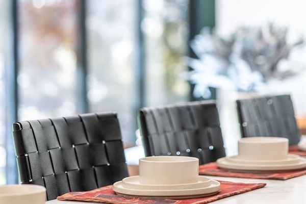 Breakfast bar dining for four. 