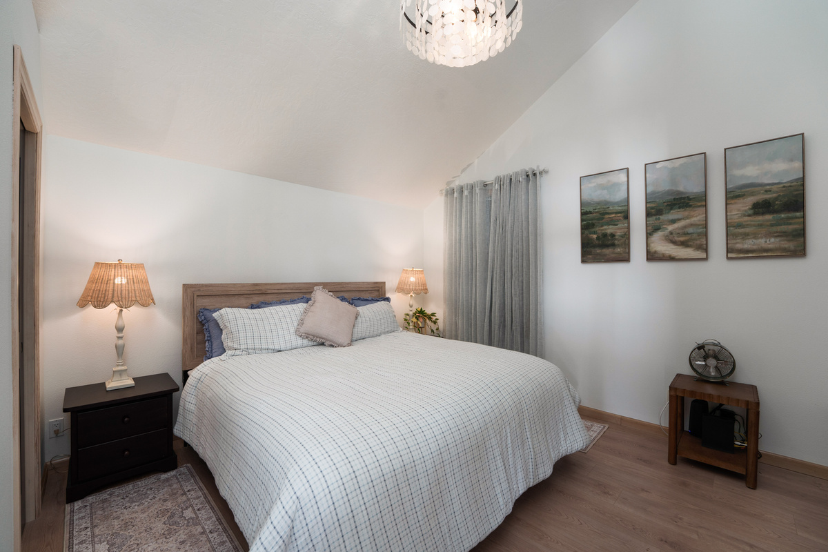 1 King bed with a twin sleeper sofa that was added after this photo was taken. This room sleeps 3