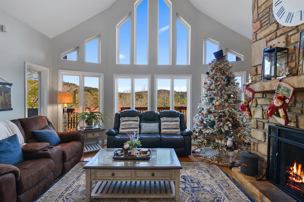 Mountain views all day, fireplace nights all the way!