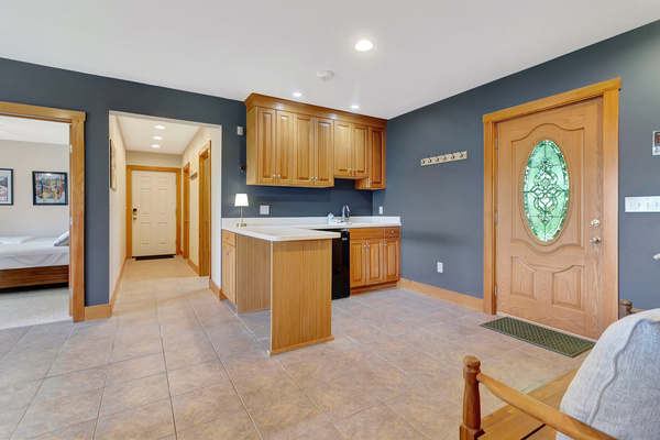 A kitchenette attached to the first level living area