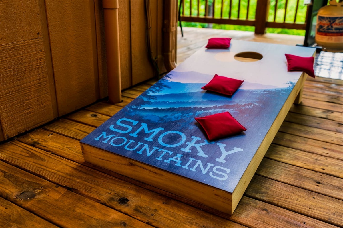 Enjoy a game cornhole on the deck!