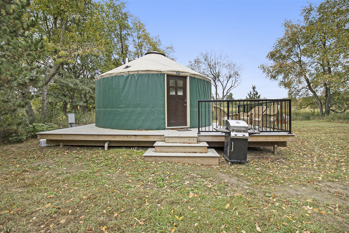 Yurt with deck and grill