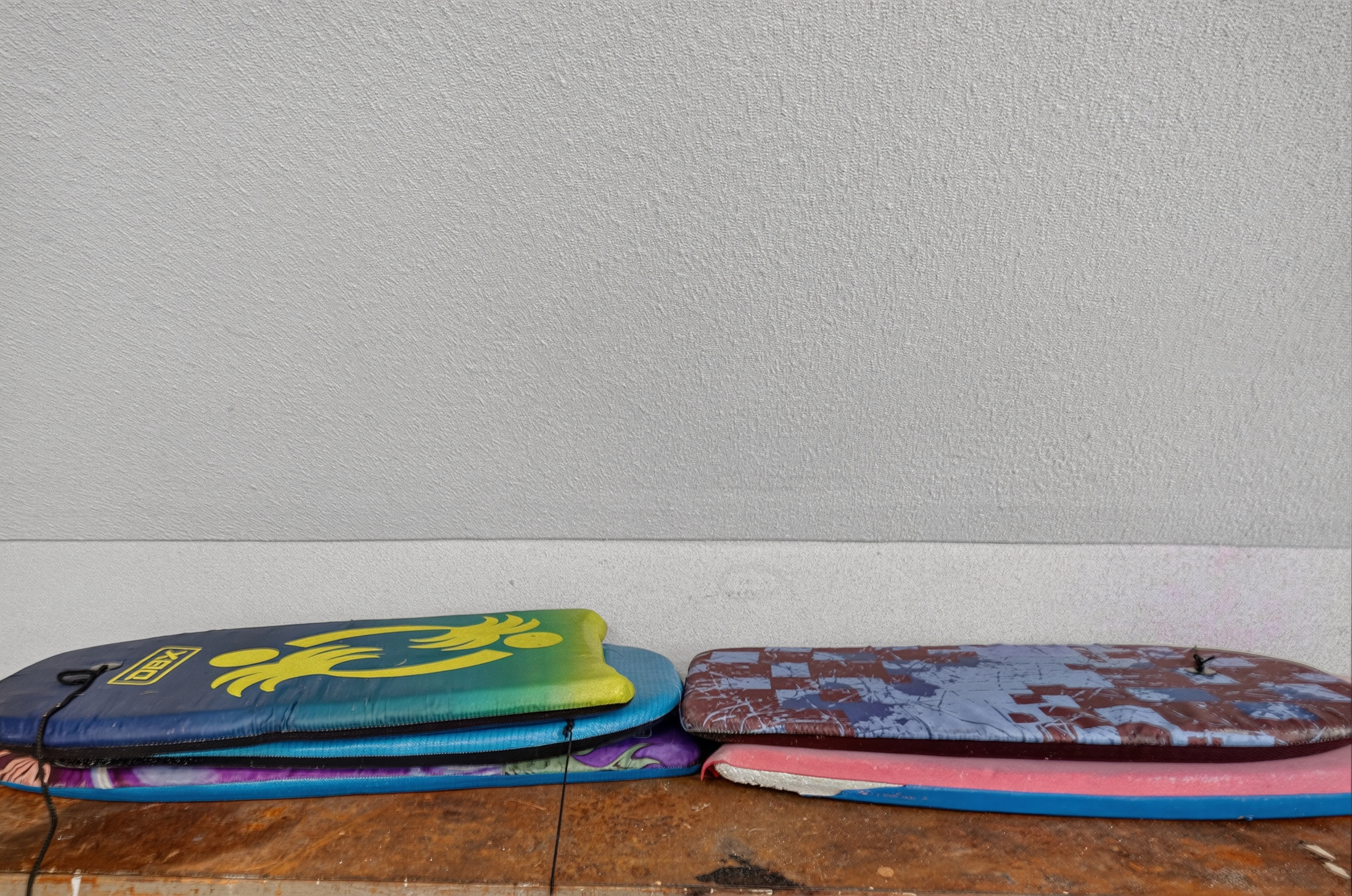 Boogie boards ready for fun-filled days at the beach.