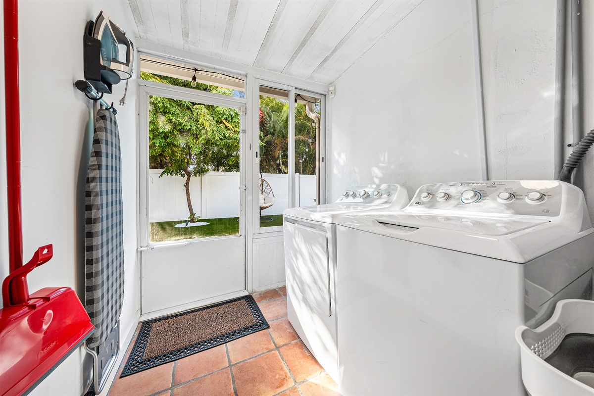 In-unit laundry convenience! No need to overpack. Our dedicated laundry area features a full-sized washing machine and dryer for all your travel needs.