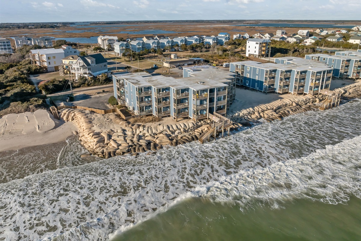 Beach access is limited at high tide