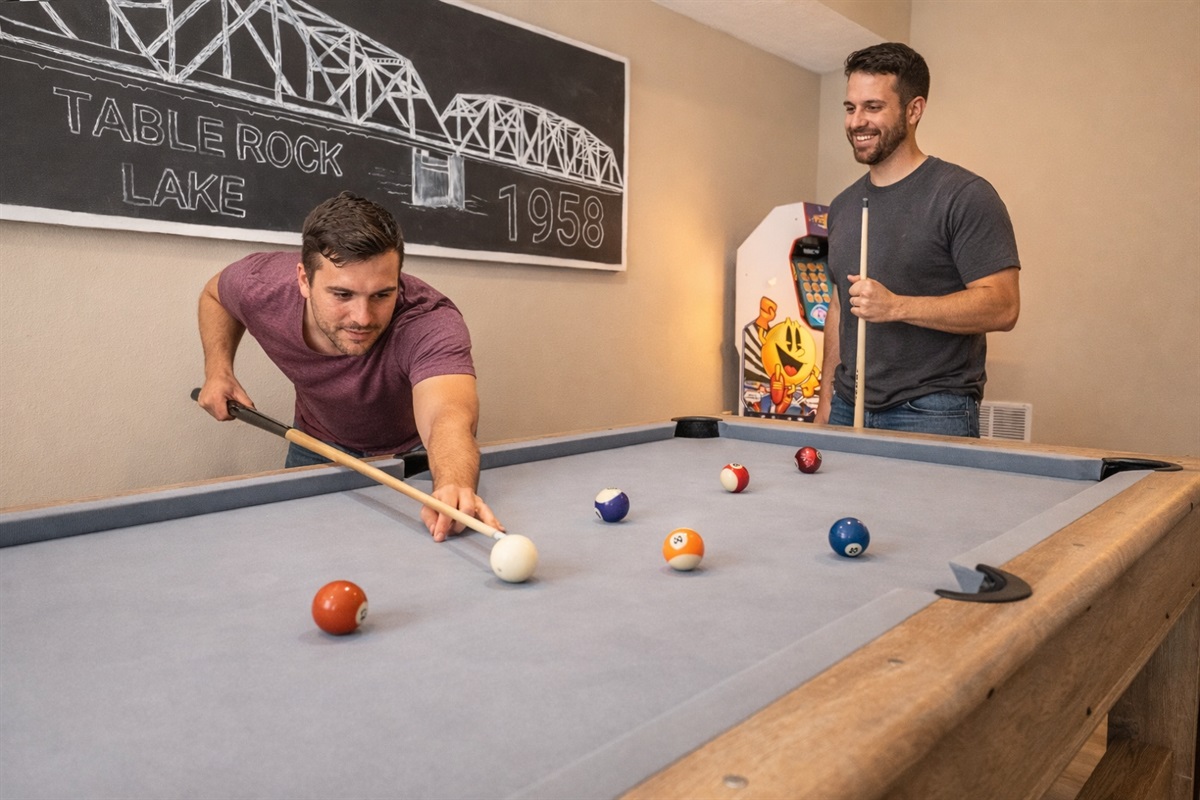 Pool table and arcade game fun for the whirl family