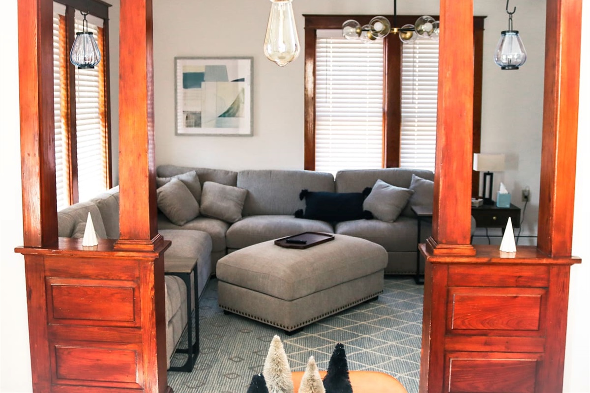 Oversized sectional sofa — great for movie nights or stretching out after long walks