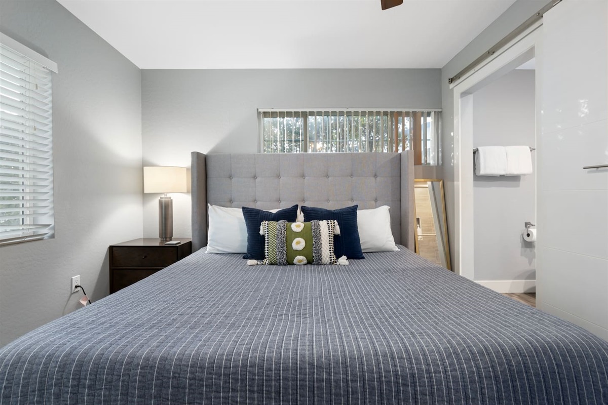 Queen-sized bed designed for your comfort, offering a restful and spacious retreat.