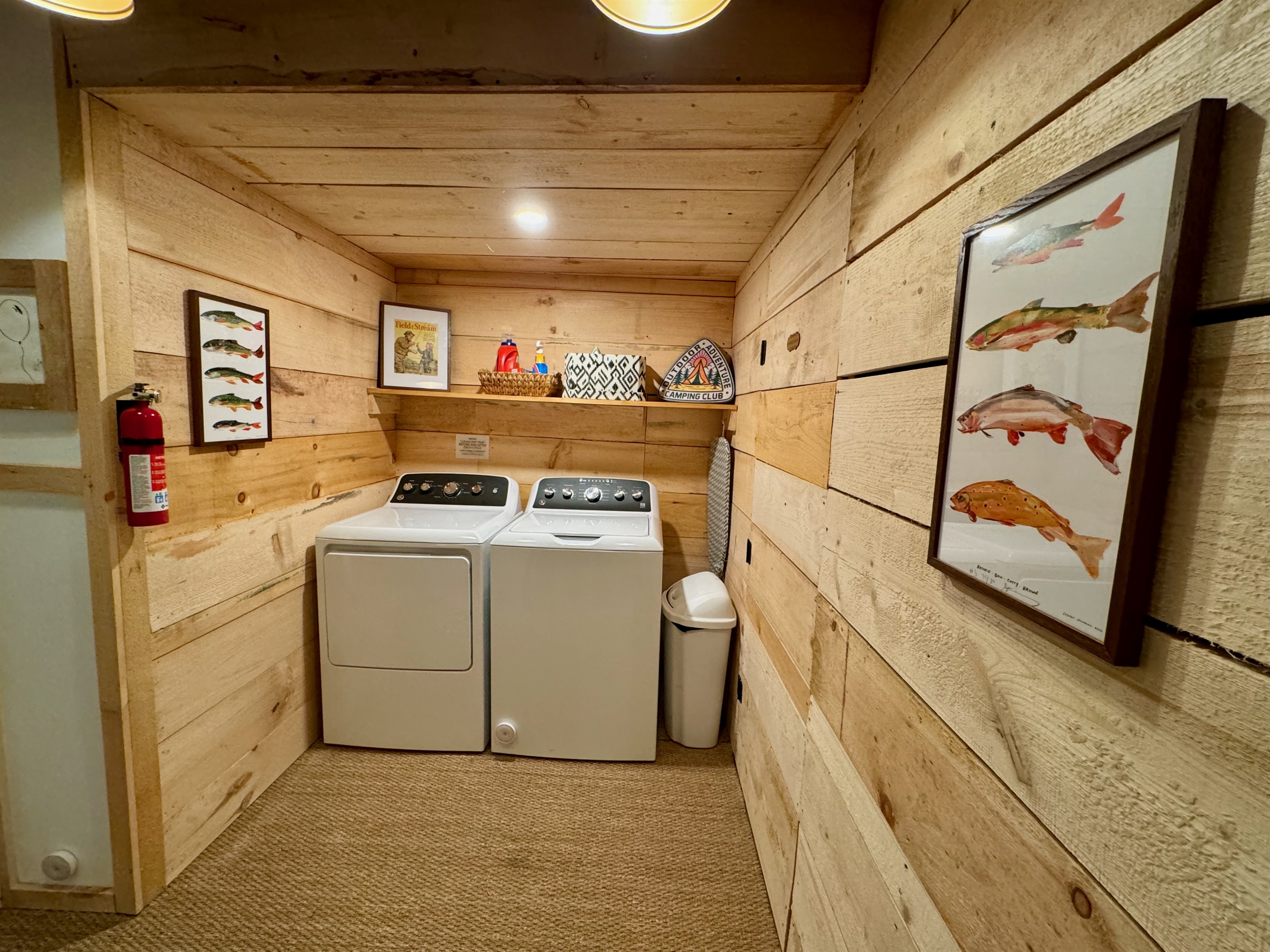 Pack light & arrive back home with clean clothes using new (2024) large capacity washing machine and dryer.  We provide detergent, dryer sheets, iron/board, and drying rack.