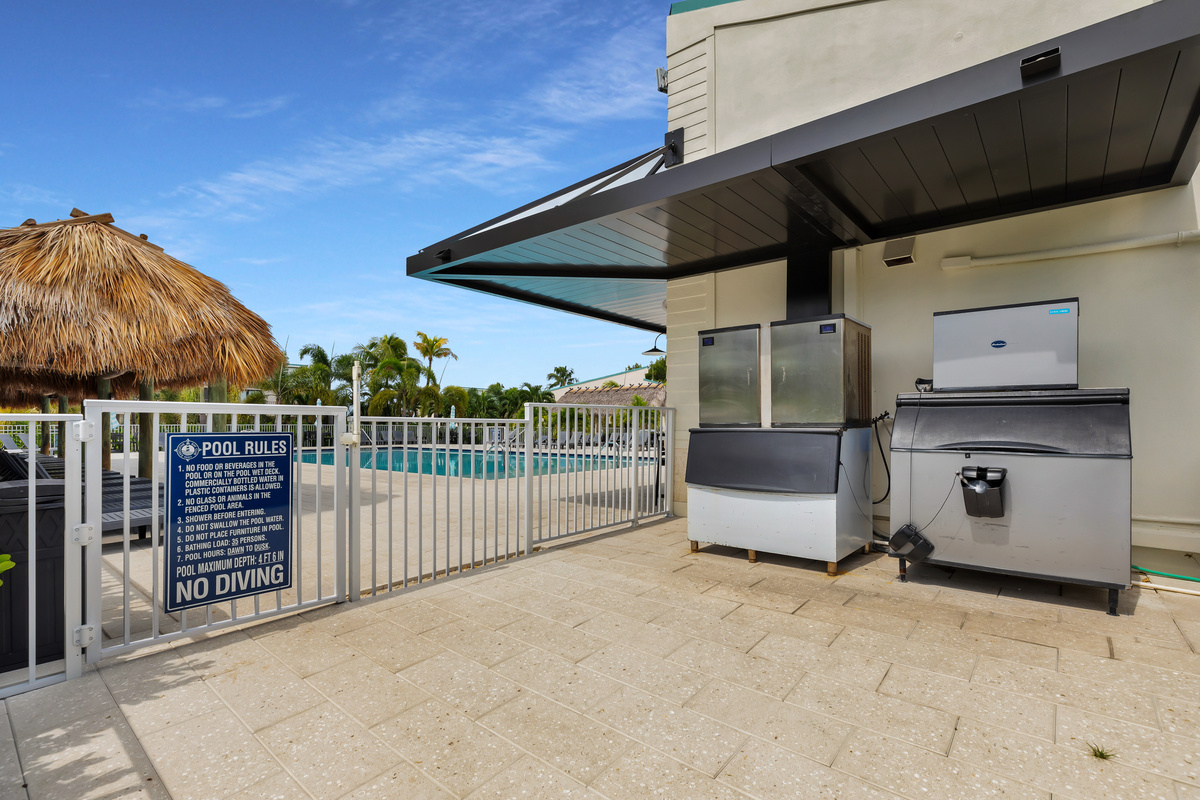 Ice machines located next to clubhouse and pool